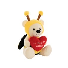 Teddy Bear Jacob w Bee Mine Heart Plush Toy White (32cmST)