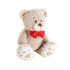 Quincy Love Bear w Red Bow Gold & Brown (25cmST)