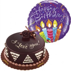Birthday Balloon and Chocolate Cake