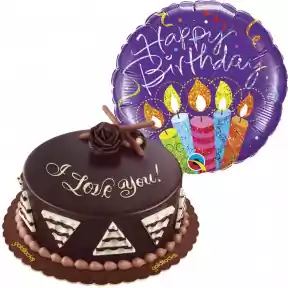Birthday Balloon and Chocolate Cake