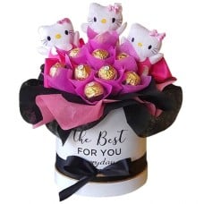 3pcs. Mini Hello Kitty with 8pcs. Ferrero in Box