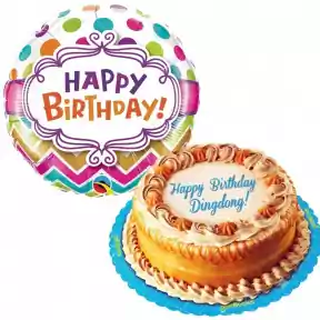 Lusciuous Caramel Cake with Birthday Balloon