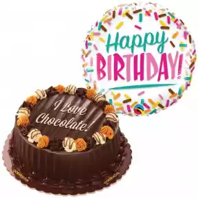Choco Caramel Cake with Birthday Balloon