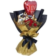 Red Roses with Mixed Chocolate and Balloon