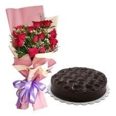 18 pcs. Red Rose With Moist Chocolate Cake by Contis