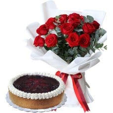 12pcs Red Color Rose With Contis cake