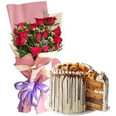 12pcs Red Rose With Contis Cake