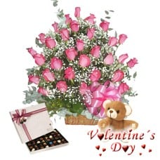 Love and Lovely (18 Roses + Teddy + Chocolates)