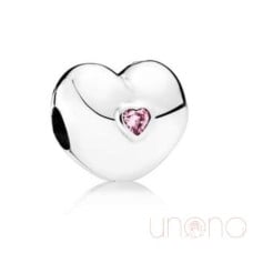 Pink Stone Heart Charm