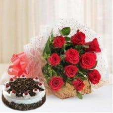 Blackforest Cake and  Red Roses (12 Red Roses & 1/2 Kg Blackforest Cake)