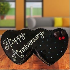 Double Heart Anniversary Cake (2 Kg Chocolate Cake)