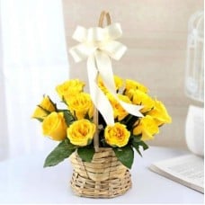 Yellow Roses Basket (24 Roses)