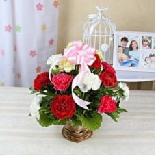 Mixed Carnations Basket (12 Flower)