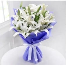 White Lily Bouquet (5 Asiatic Lily Stems)