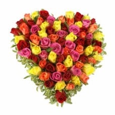 Mixed Roses Heart Arrangement (36 Roses)