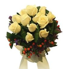 Bouquet of Cream & White Roses with fillers