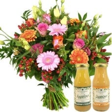 Pink - orange bouquet + Olmenhorst juices (Orange - pink medium bouquet + 2 Olmenhorst juices)
