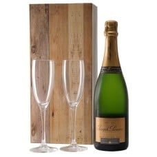 Joseph Perrier Vintage in 2 champagne glasses (Joseph Perrier Brut Vintage + 2 champagne glazed packaging in luxury high-quality materials)