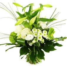 Trendy bouquet modern white green (Medium Modern white and green bouquet)