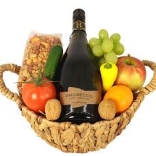 Fruit basket prosecco snack mix 30cm (Fruit basket prosecco in snack mix)