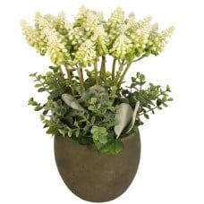 White flowers in pot H 30cm x W 17cm (Pot with artificial white grapes)
