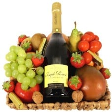 Luxury fruit basket champagne 30cm (Luxury fruit and mango champagne)