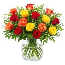 Bouquet of red yellow and orange roses (Standard (S))