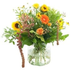 Orange/ yellow bouquet with vase (Standard (S))