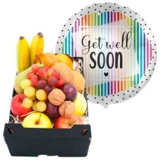 Fruit box with get well helium balloon