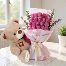 Purple Roses & Teddy Bear (Classic)