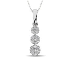 14K White Gold 1/4 Ct.Tw. Diamond Flower Pendant(3 diamonds)