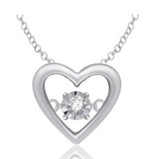 Sterling Silver Moving Diamond Accent Heart Pendant(pattern)