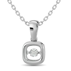 Diamond Shimmering Pendant 1/50 ct tw Round-cut in Sterling Silver(square)