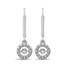 Sterling Silver 1/20 Ct.Tw. Moving Diamond Danglers Earrings(round)