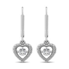 Sterling Silver 1/20 Ct.Tw. Moving Diamond Danglers Earrings