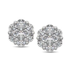 10K White Gold 1/5 Ct.Tw. Diamond Flower Studs Earrings