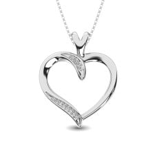 Sterling Silver Diamond Accent Heart Pendant(1)