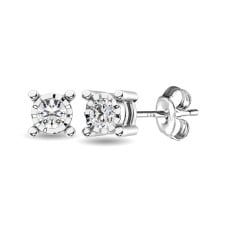 10K White Gold 1/10 Ct.Tw.Diamond Stud Earrings