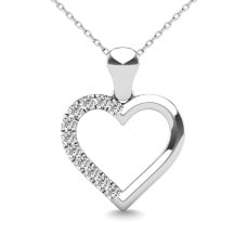 10K White Gold 0.1 Ctw Diamond Heart Pendant 2