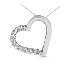 10K White Gold 1/10 Ctw Diamond Heart Pendant(02)