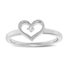 10K White Gold 0.05 Ctw Diamond Heart Ring