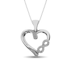 Sterling Silver 1/10 Ctw Diamond Heart Pendant(infinity)