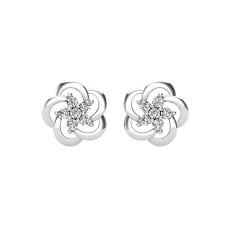 Open Flower Diamond 1/8 Ct.Tw. Stud Earrings