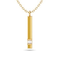 Diamond Bar Pendant 1/50 ct tw in 10K Yellow Gold(square diamond)