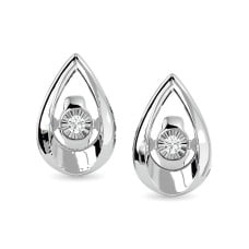 Diamond Fashion Earrings 1/20 ct tw in Sterling Silver(drop)