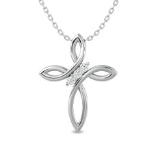Diamond 1/20 ct tw Cross Pendant in Sterling Silver