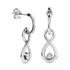 Diamond 1/20 ct tw Infinity Earrings in Sterling Silver(horizontal infinity)