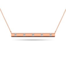 Diamond 1/20 ct tw Bar Necklace in 10K Rose Gold
