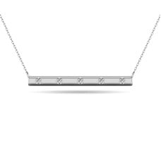 Diamond 1/20 ct tw Bar Necklace in 10K White Gold(2)