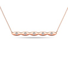 Diamond 1/20 ct tw Bar Necklace in 10K Rose Gold(wavy)